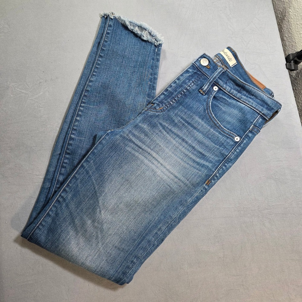Madewell High-Rise‎ Skinny Jeans Blue Raw Hem Size 25 (2) Stretch Denim *